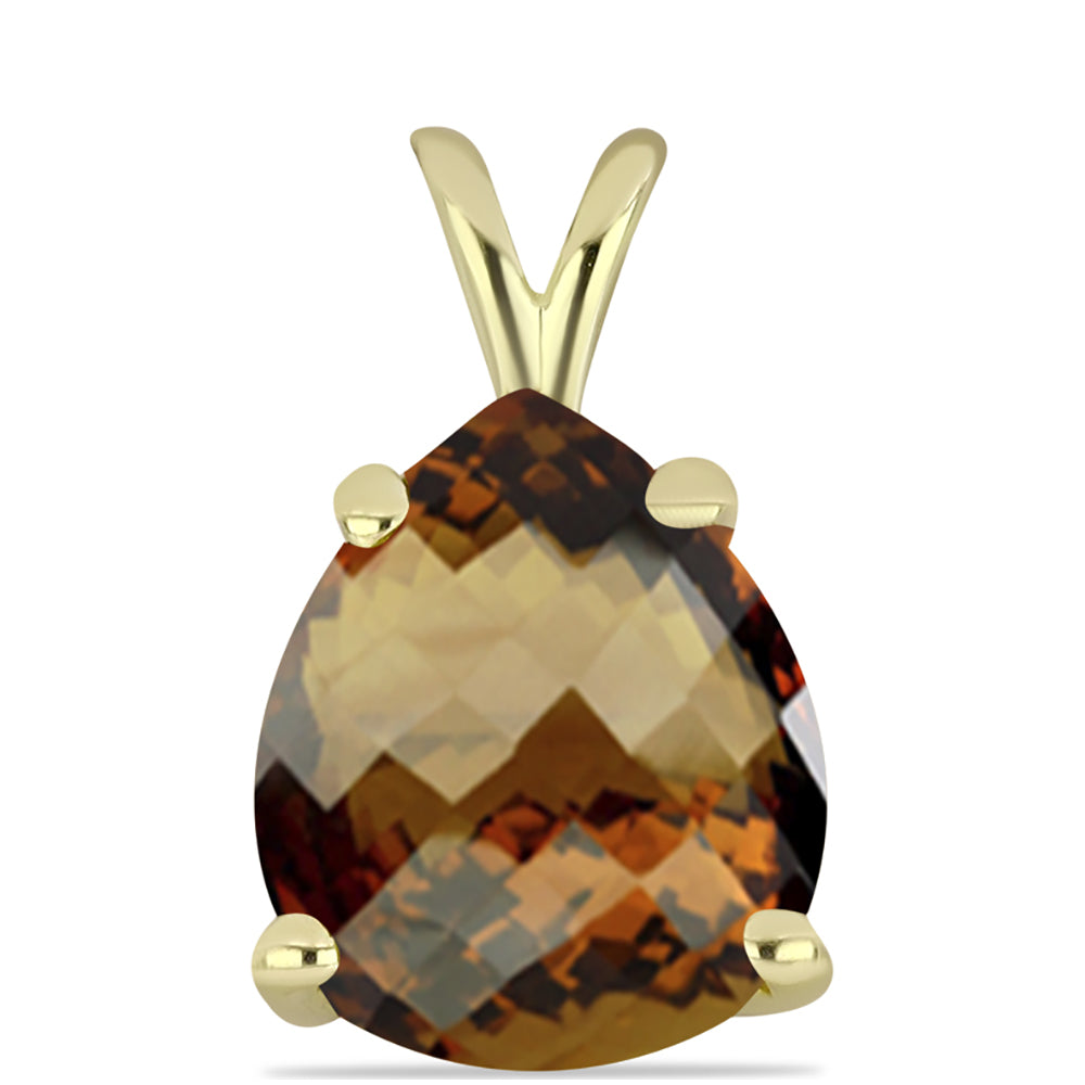 Pendente de Prata com Banho de Ouro com Quartzo Cognac 1 
