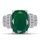 Anel de Prata com Calcedônia Verde e Zircão Branco  Contraste: Cabeca de Veado (800)