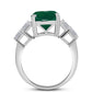 Anel de Prata com Calcedônia Verde e Zircão Branco  Contraste: Cabeca de Veado (800)