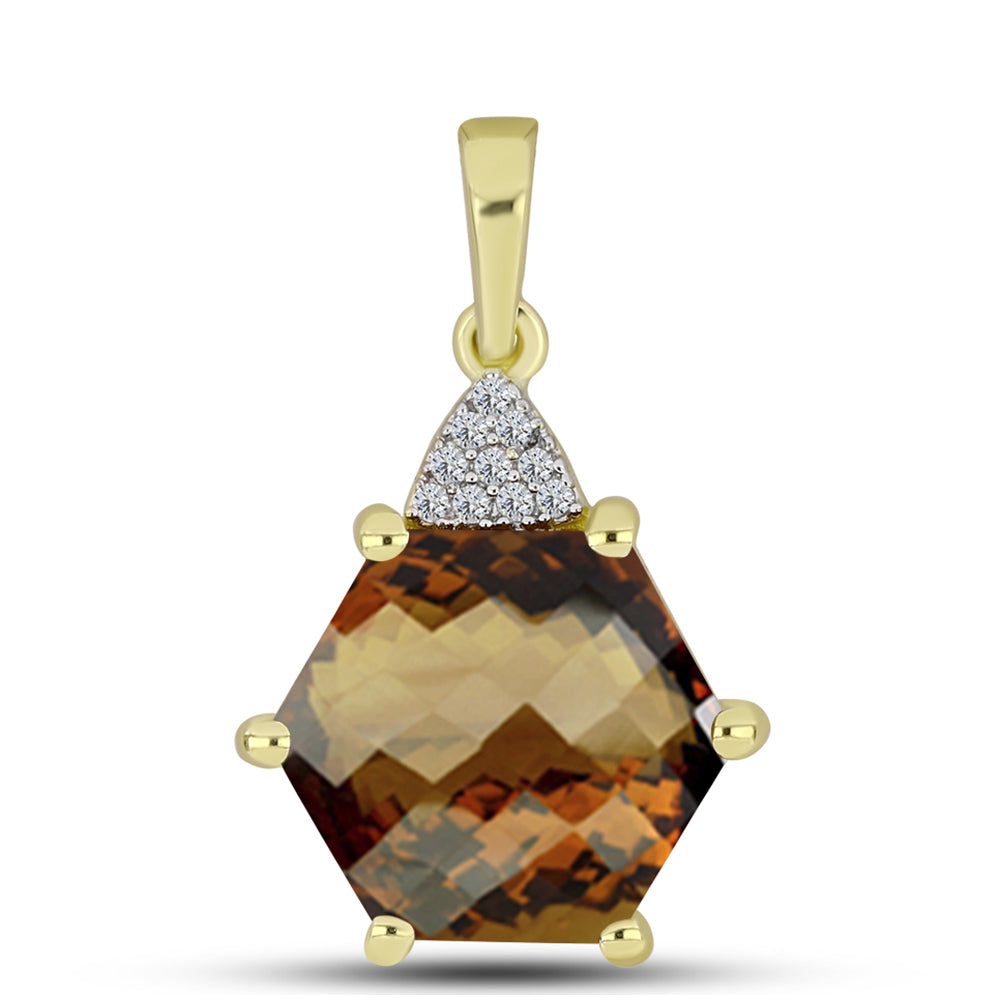Pendente de Prata com Banho de Ouro com Quartzo Cognac e Topázio Branco 1 