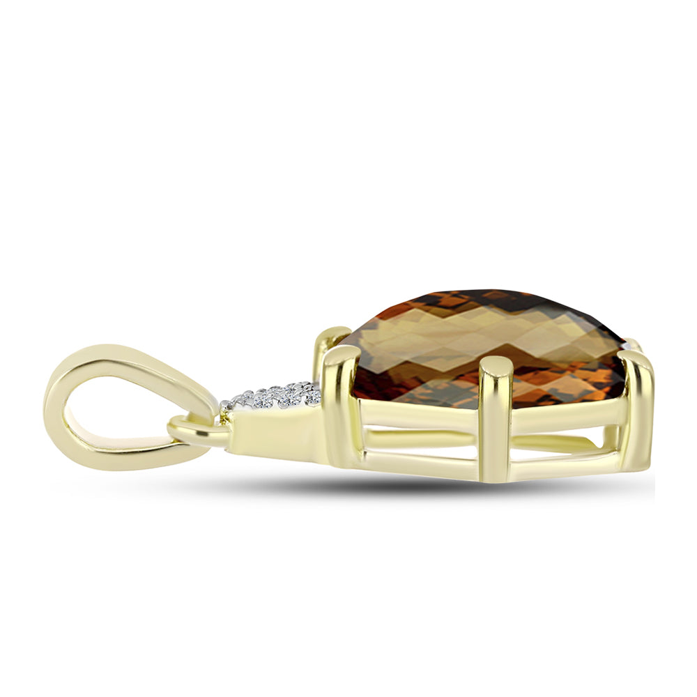 Pendente de Prata com Banho de Ouro com Quartzo Cognac e Topázio Branco