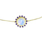 Pulseira de Prata com Banho de Ouro com Pedra da Lua Arco-íris e Ametista de Marrocos  Contraste: Cabeca de Veado (800)