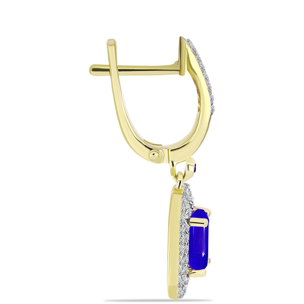 Brincos de Prata com Banho de Ouro com Ágata Azul e Ametista de Marrocos 2 