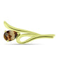 Alfinete de Prata com Banho de Ouro com Quartzo Cognac