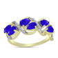 Anel de Prata com Banho de Ouro com Ágata Azul e Topázio Branco  Contraste: Cabeca de Veado (800)