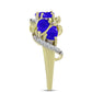 Anel de Prata com Banho de Ouro com Ágata Azul e Topázio Branco  Contraste: Cabeca de Veado (800)
