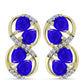 Brincos de Prata com Banho de Ouro com Ágata Azul e Topázio Branco