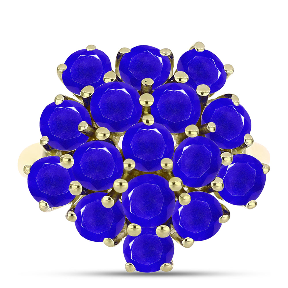 Anel de Prata com Banho de Ouro com Ágata Azul  Contraste: Cabeca de Veado (800) 1 