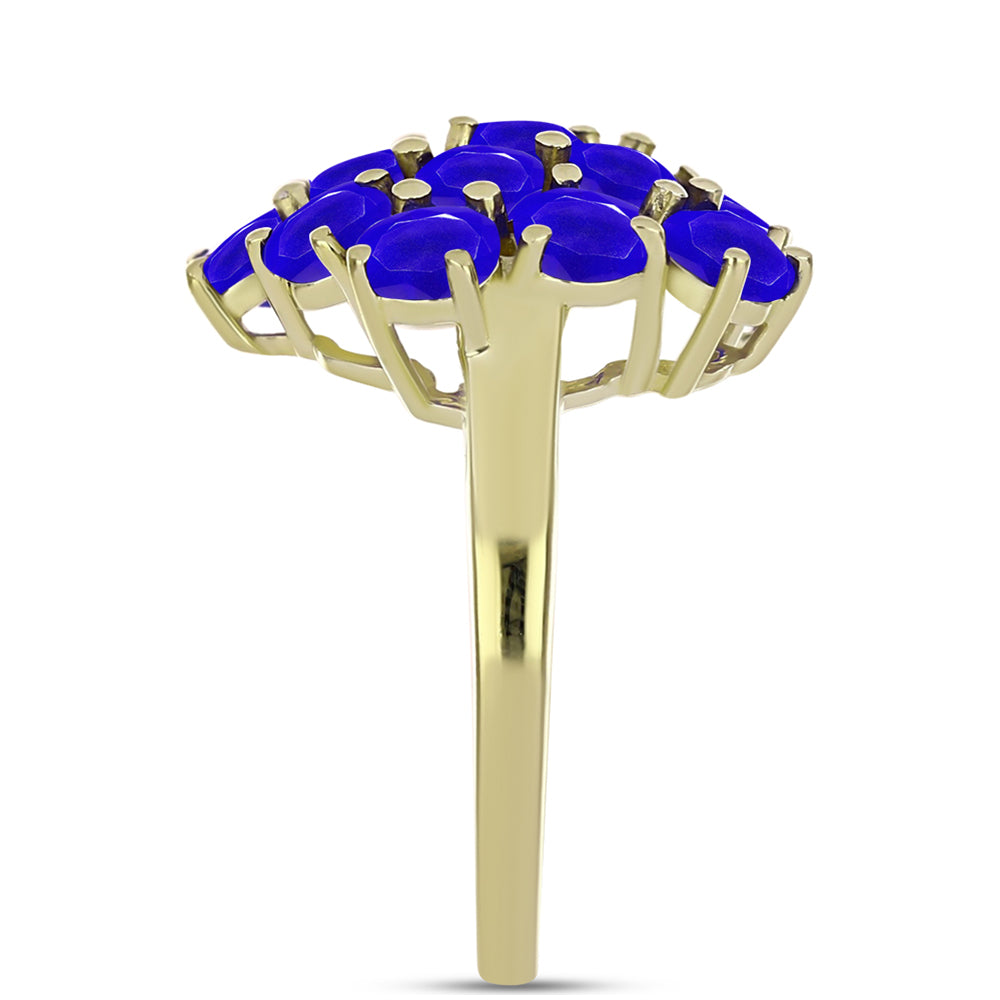 Anel de Prata com Banho de Ouro com Ágata Azul  Contraste: Cabeca de Veado (800) 4 