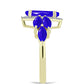 Anel de Prata com Banho de Ouro com Ágata Azul e Topázio Branco  Contraste: Cabeca de Veado (800)