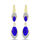 Brincos de Prata com Banho de Ouro com Ágata Azul e Topázio Branco
