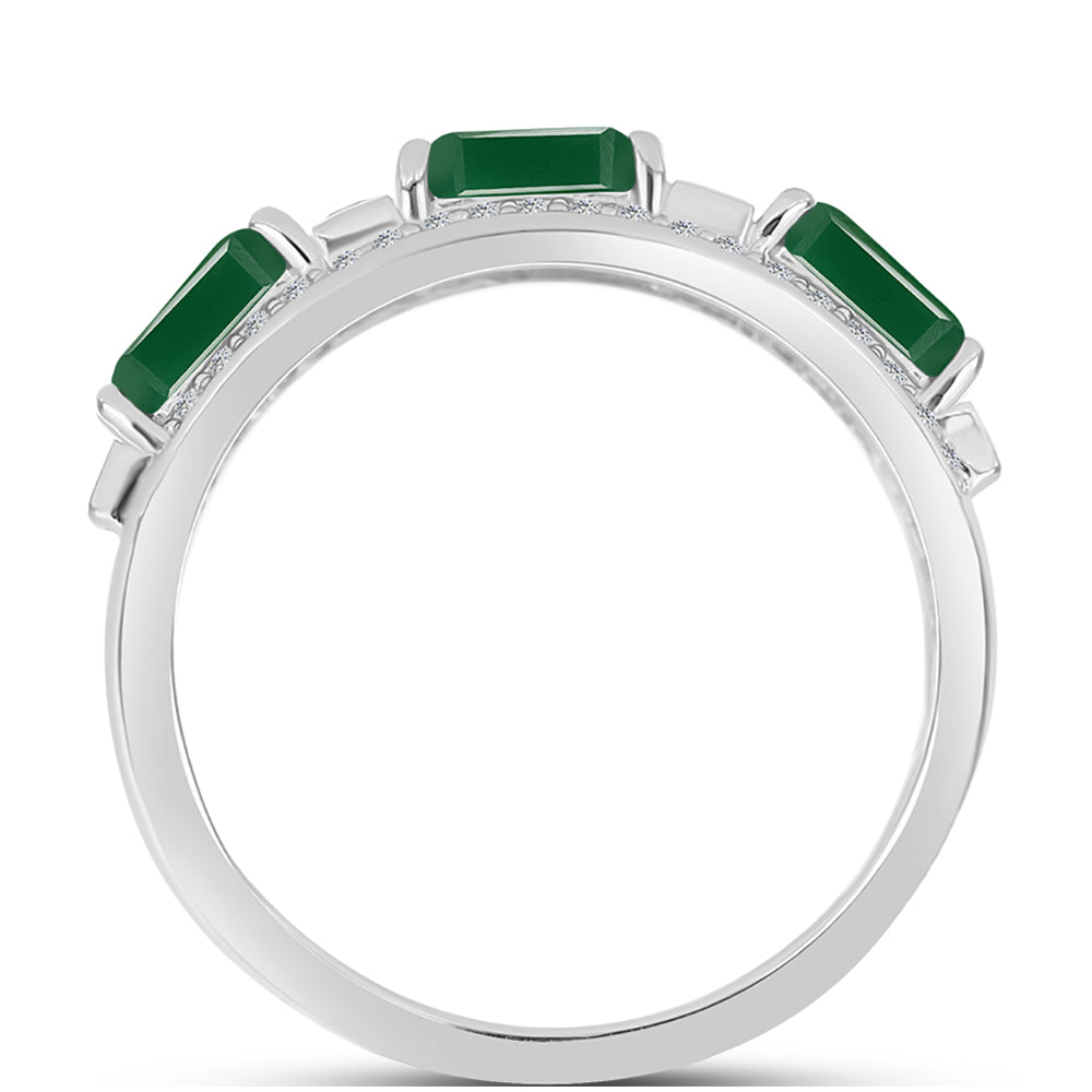 Anel de Prata com Calcedônia Verde e Topázio Branco  Contraste: Cabeca de Veado (800) 2 