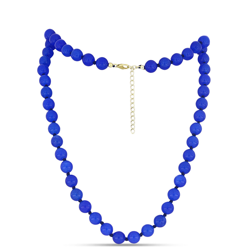 Colar de Prata com Banho de Ouro com Ágata Azul 1 