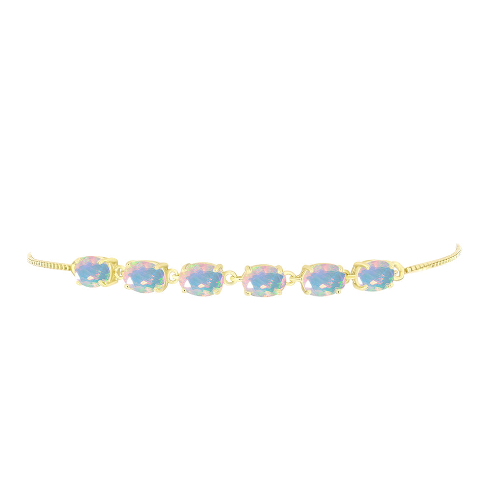 Pulseira de Prata com Banho de Ouro com Opala Welo 2 