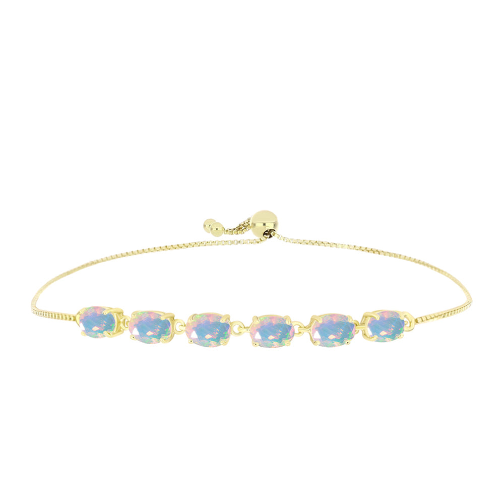 Pulseira de Prata com Banho de Ouro com Opala Welo