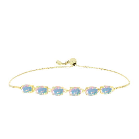 Pulseira de Prata com Banho de Ouro com Opala Welo