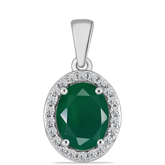 Pendente de Prata com Calcedônia Verde e Topázio Branco