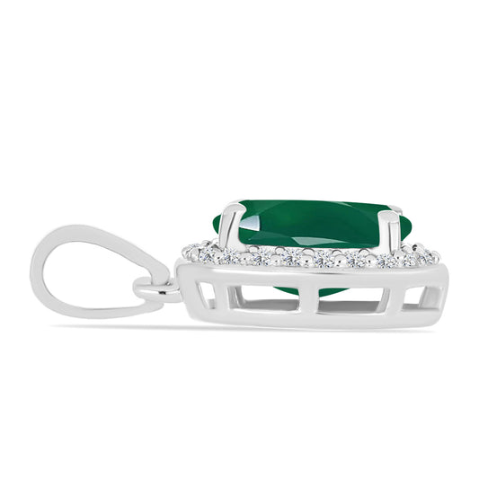 Pendente de Prata com Calcedônia Verde e Topázio Branco