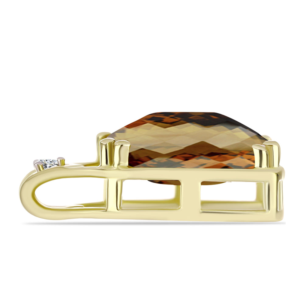 Pendente de Prata com Banho de Ouro com Quartzo Cognac e Topázio Branco