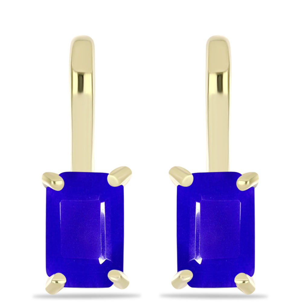 Brincos de Prata com Banho de Ouro com Ágata Azul