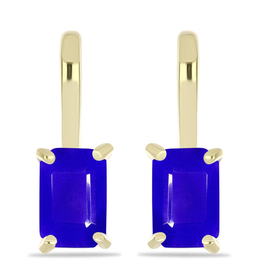 Brincos de Prata com Banho de Ouro com Ágata Azul