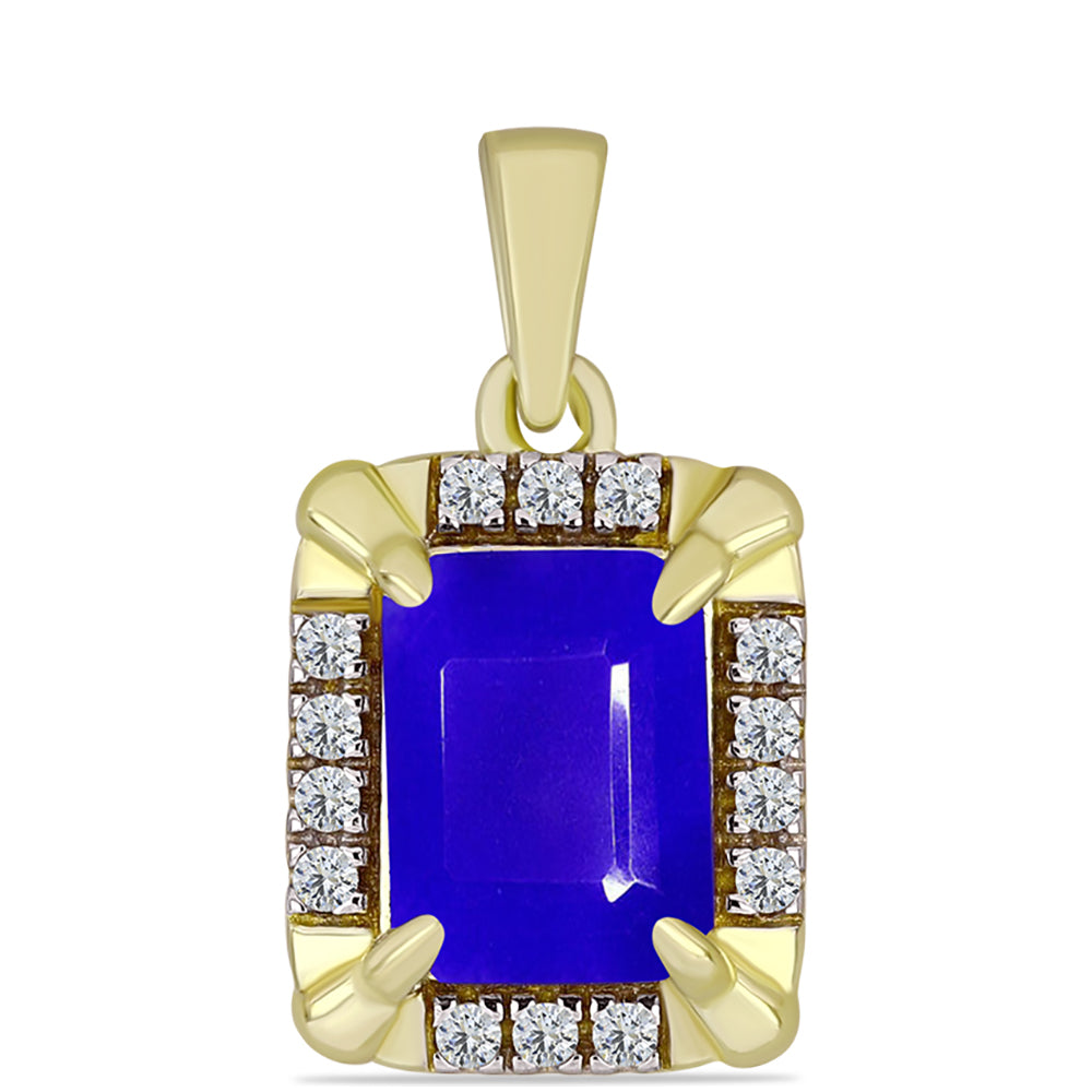 Pendente de Prata com Banho de Ouro com Ágata Azul e Topázio Branco 1 