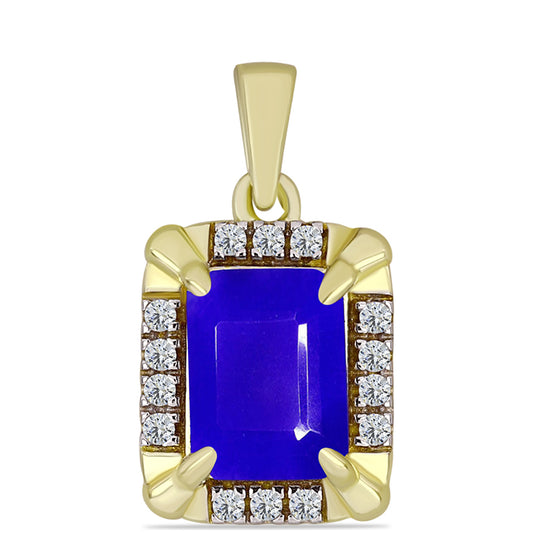 Pendente de Prata com Banho de Ouro com Ágata Azul e Topázio Branco