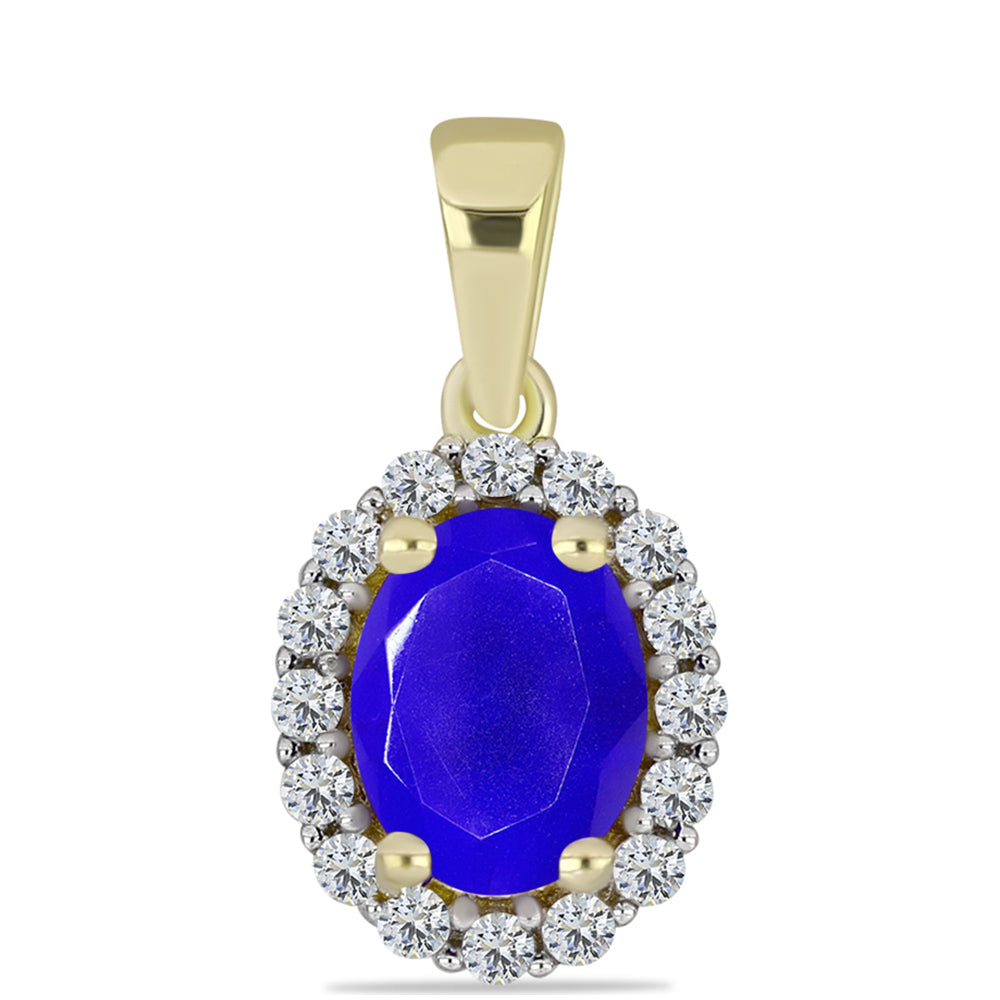 Pendente de Prata com Banho de Ouro com Ágata Azul e Topázio Branco 1 