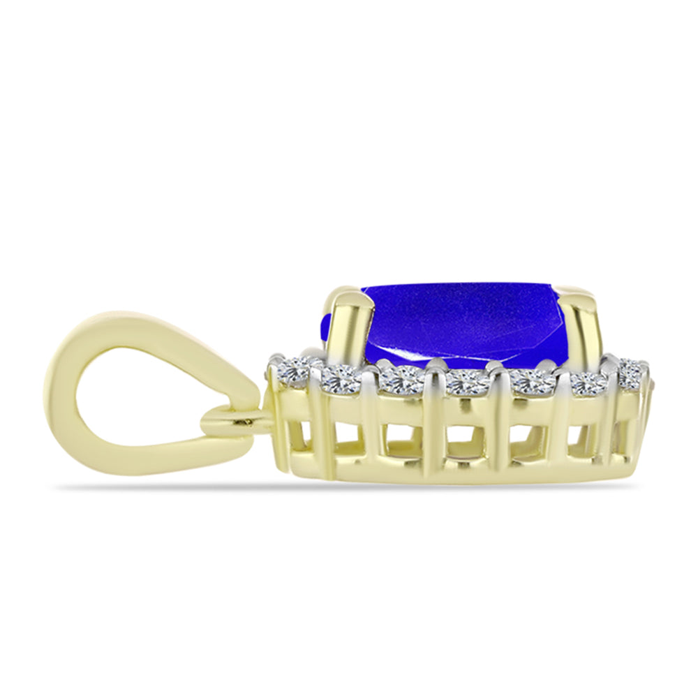 Pendente de Prata com Banho de Ouro com Ágata Azul e Topázio Branco