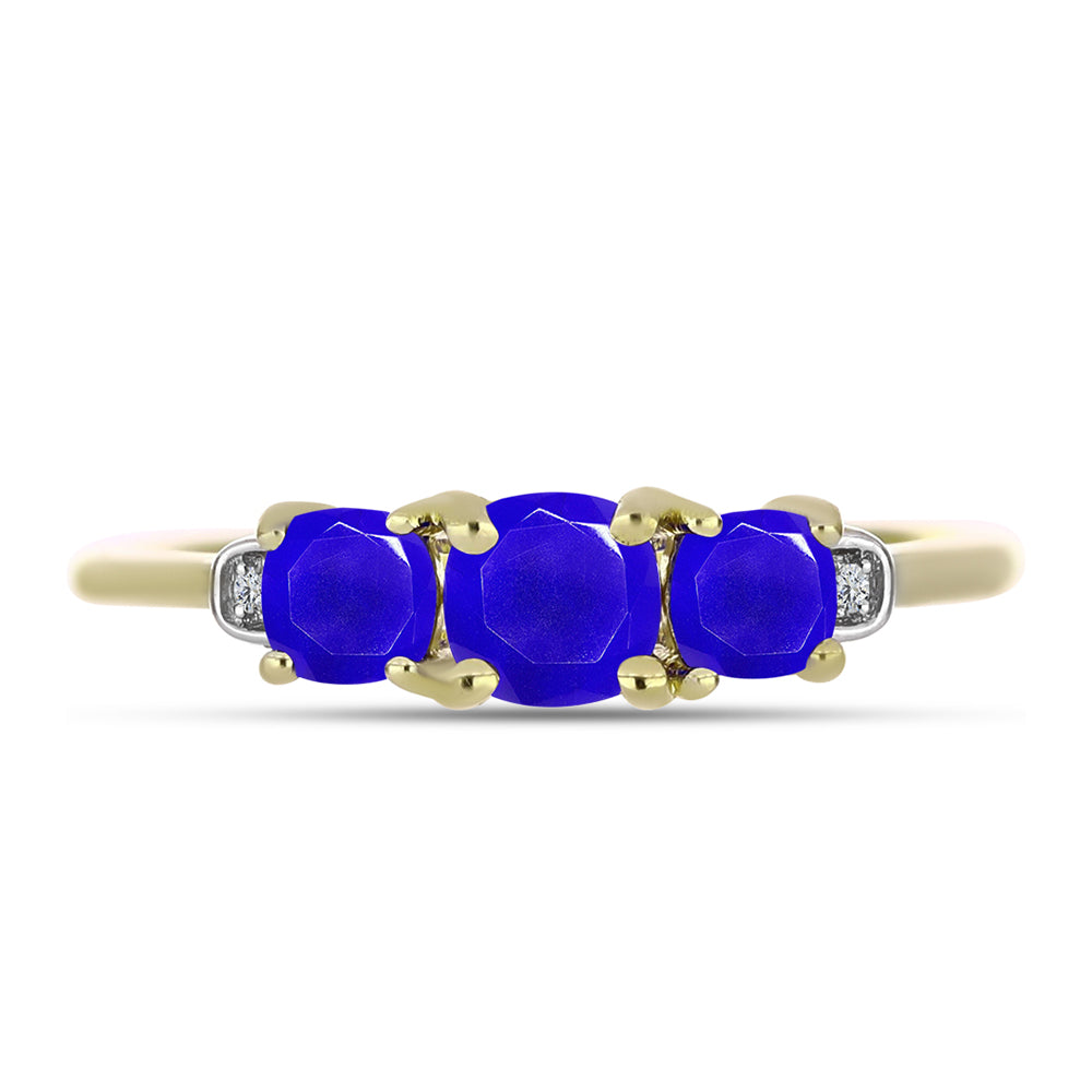 Anel de Prata com Banho de Ouro com Ágata Azul e Topázio Branco