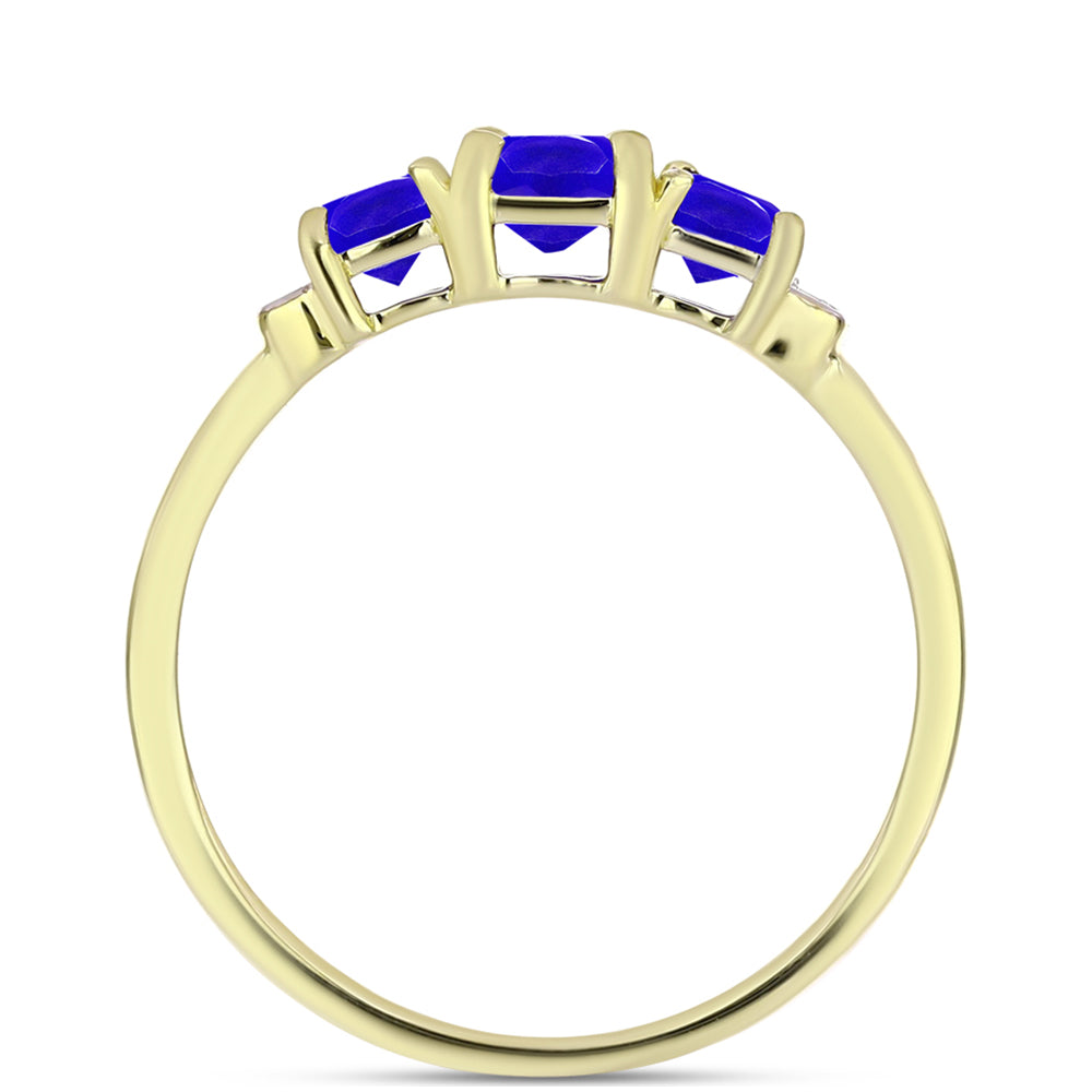 Anel de Prata com Banho de Ouro com Ágata Azul e Topázio Branco
