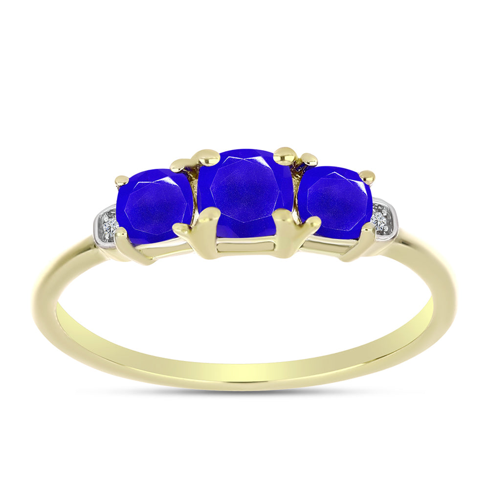 Anel de Prata com Banho de Ouro com Ágata Azul e Topázio Branco 3 