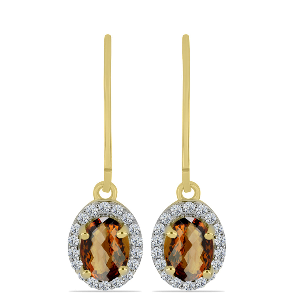 Brincos de Prata com Banho de Ouro com Quartzo Cognac e Topázio Branco 1 