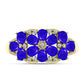 Anel de Prata com Banho de Ouro com Ágata Azul e Topázio Branco  Contraste: Cabeca de Veado (800)