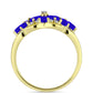 Anel de Prata com Banho de Ouro com Ágata Azul e Topázio Branco  Contraste: Cabeca de Veado (800)