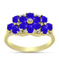 Anel de Prata com Banho de Ouro com Ágata Azul e Topázio Branco  Contraste: Cabeca de Veado (800)