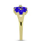 Anel de Prata com Banho de Ouro com Ágata Azul e Topázio Branco  Contraste: Cabeca de Veado (800)