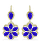 Brincos de Prata com Banho de Ouro com Ágata Azul e Topázio Branco