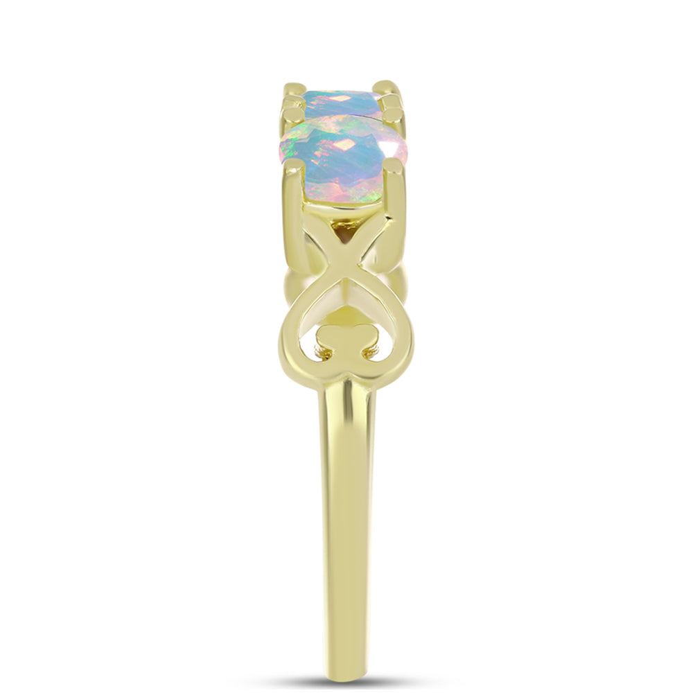 Anel de Prata com Banho de Ouro com Opala Welo 4 