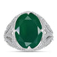 Anel de Prata com Calcedônia Verde e Topázio Branco  Contraste: Cabeca de Veado (800)