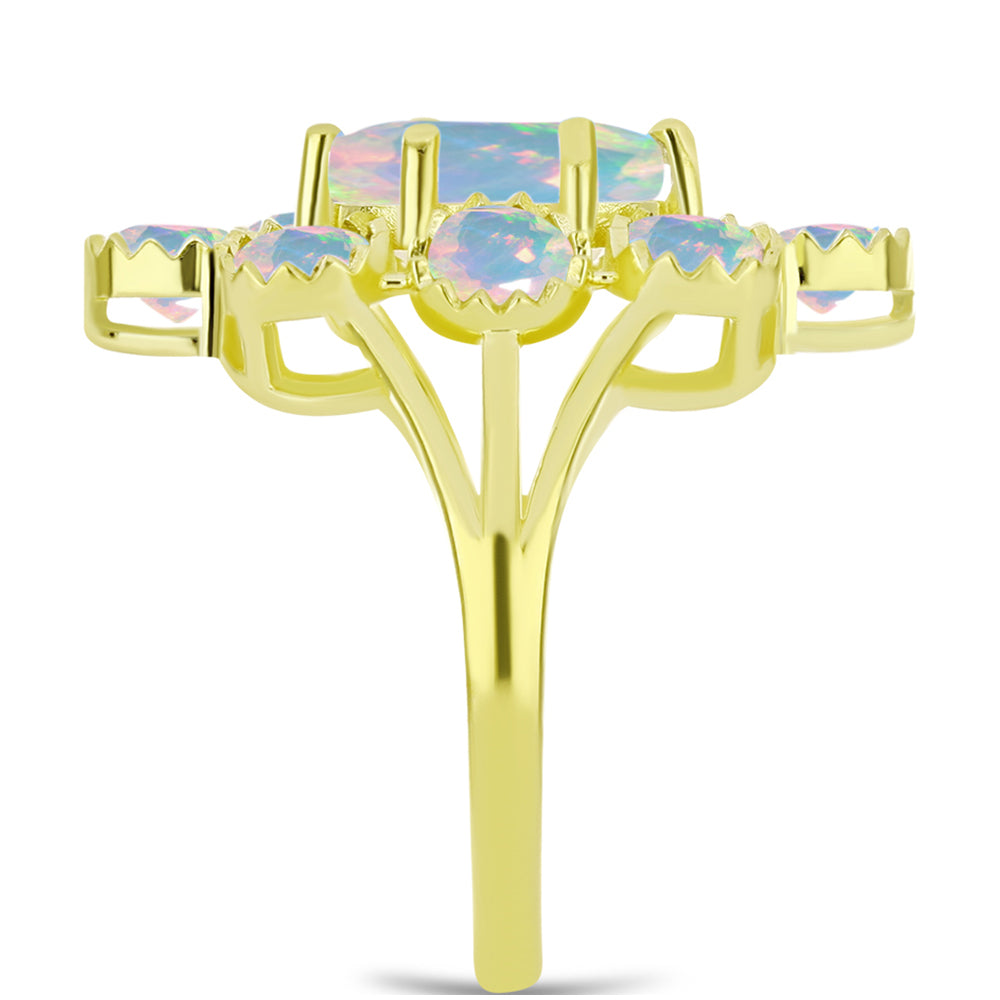 Anel de Prata com Banho de Ouro com Opala Welo  Contraste: Cabeca de Veado (800) 4 