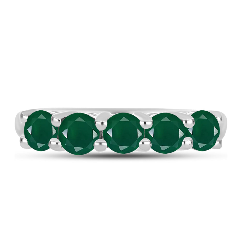 Anel de Prata com Calcedônia Verde 1 