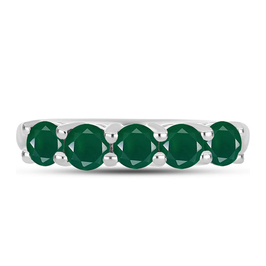 Anel de Prata com Calcedônia Verde