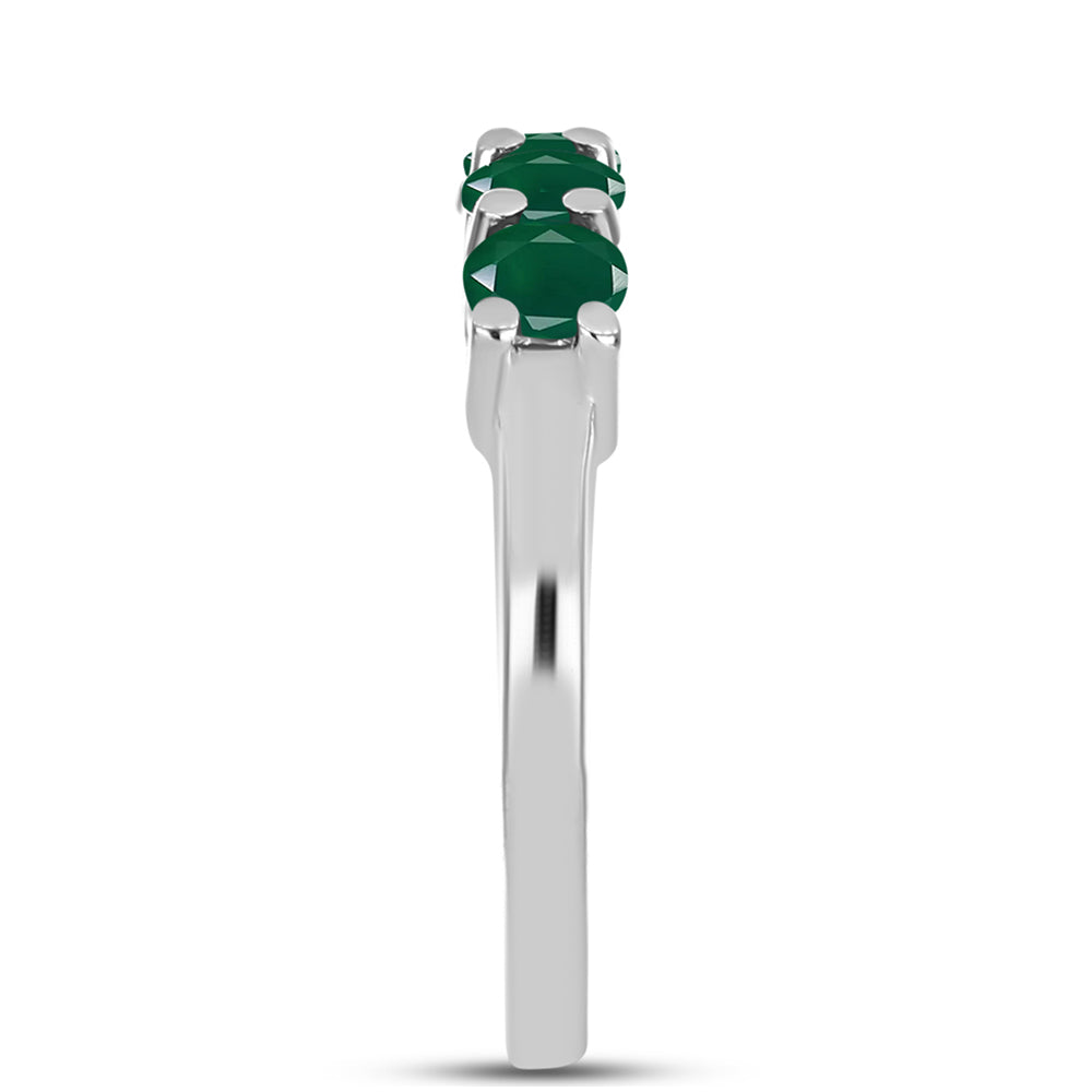 Anel de Prata com Calcedônia Verde 4 