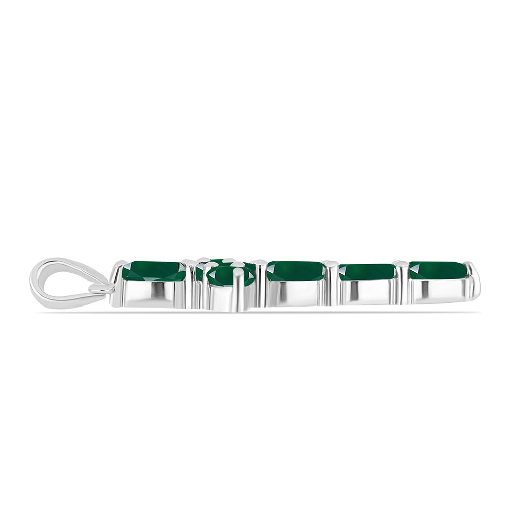 Cruz Pendente de Prata com Calcedônia Verde 2 