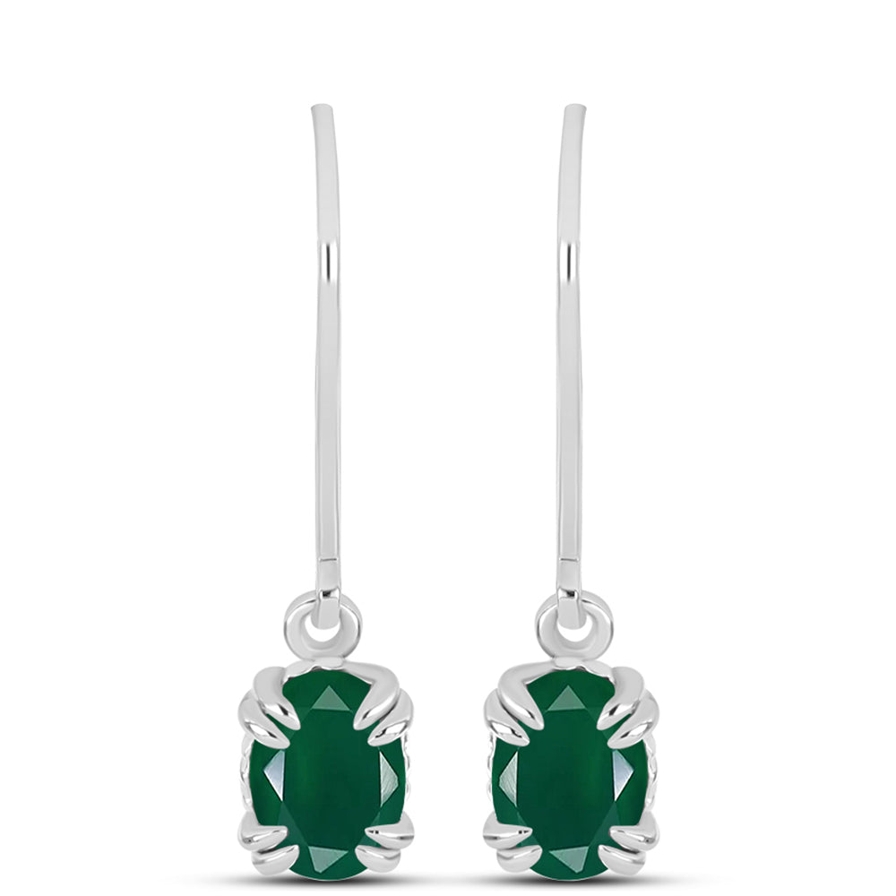 Brincos de Prata com Calcedônia Verde