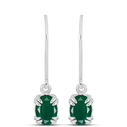 Brincos de Prata com Calcedônia Verde