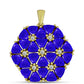 Pendente de Prata com Banho de Ouro com Ágata Azul e Topázio Branco  Contraste: Cabeca de Veado (800)