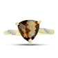 Anel de Prata com Banho de Ouro com Quartzo Cognac e Topázio Branco