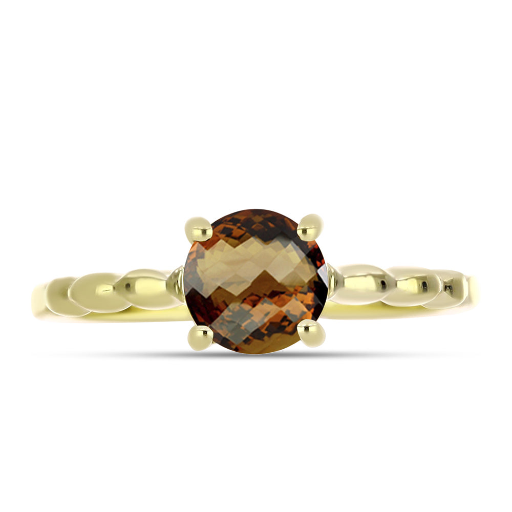 Anel de Prata com Banho de Ouro com Quartzo Cognac 1 